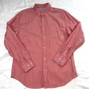 Banana Republic Shirt Mens Size L Pink Luxe Stretch Poplin Button Up Long Sleeve